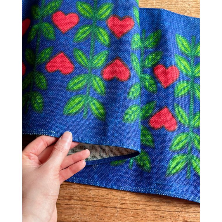 Hessian bordlber m hjerter, 120 x 29,5 cm