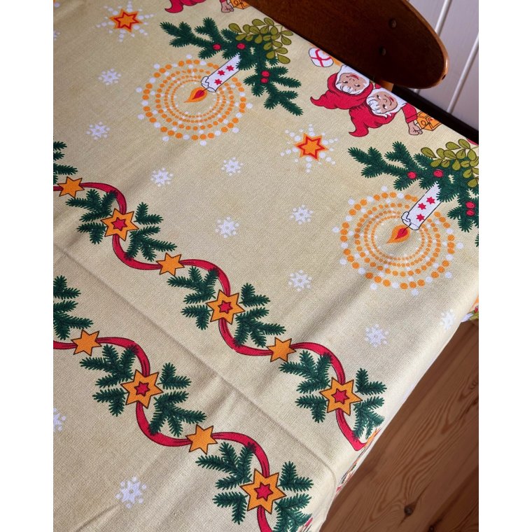 Retro juledug m nisser, 190 x 113 cm