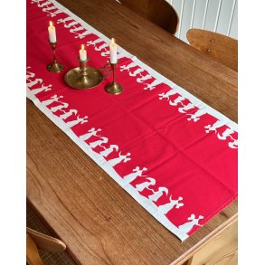Sdahl table runner, red print, 140 x 45,5 cm