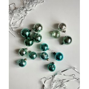 Lot of Christmas balls, blue/green, set of 14 