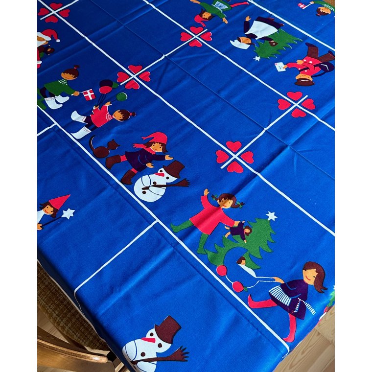 Bl juledug m forskellige personer, 200 x 120 cm