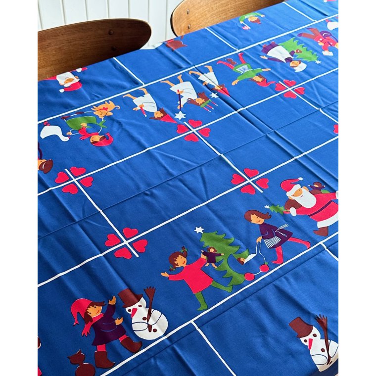 Bl juledug m forskellige personer, 200 x 120 cm