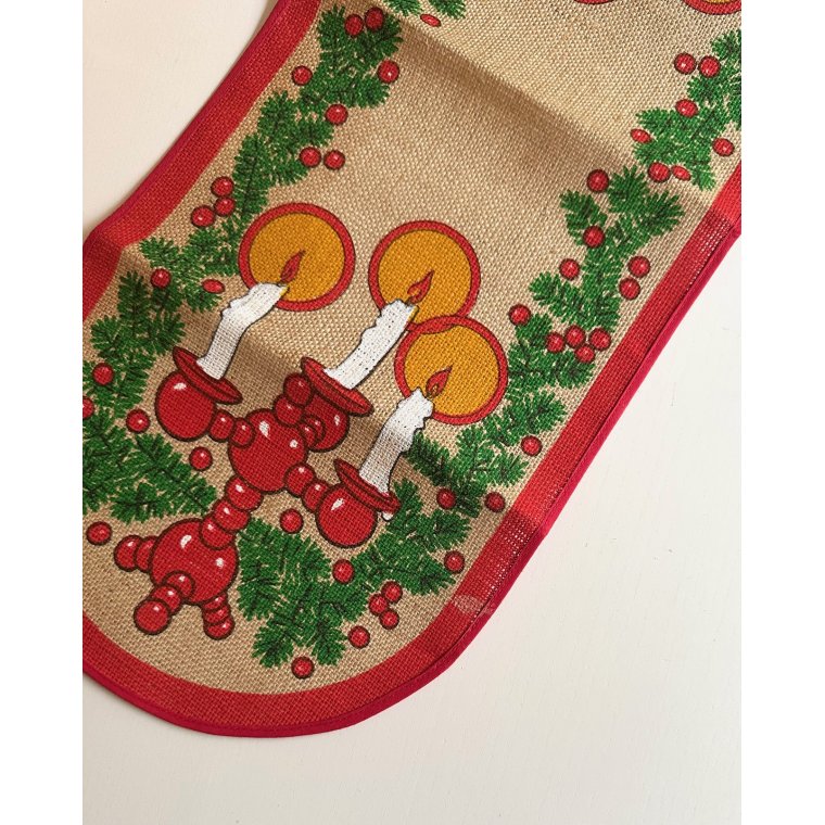 Retro julebordlber med svenske julestager, hessian