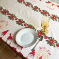 Retro Christmas tablecloth, elves and candles, creme, NB, 135 x 225 cm
