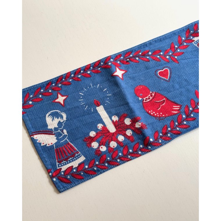 Vintage bordlber, bl m print, NB, 17 x 97 cm