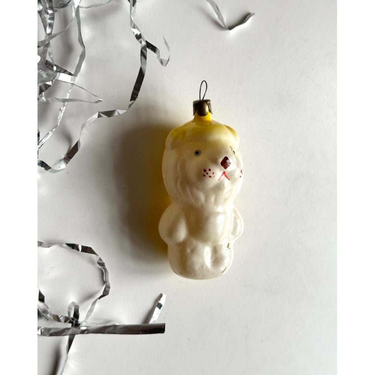 Vintage julekugle, hvid lve