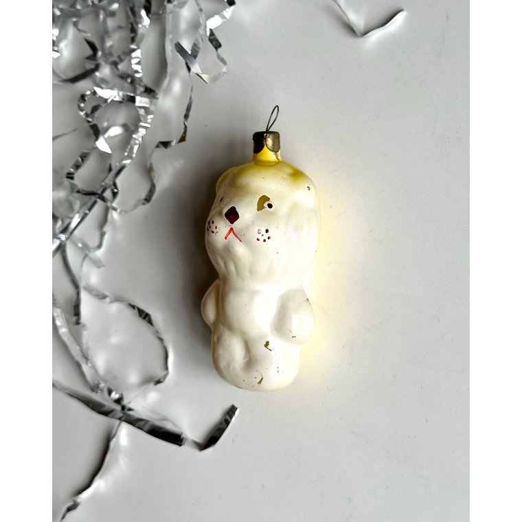 Vintage julekugle, hvid lve