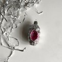 Vintage juleornament, slv m pink reflektor