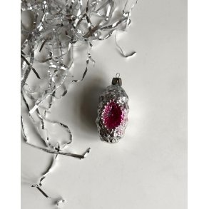 Vintage ornament, silver w pink reflector