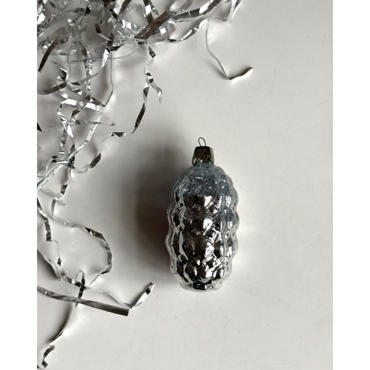 Vintage juleornament, slv m pink reflektor