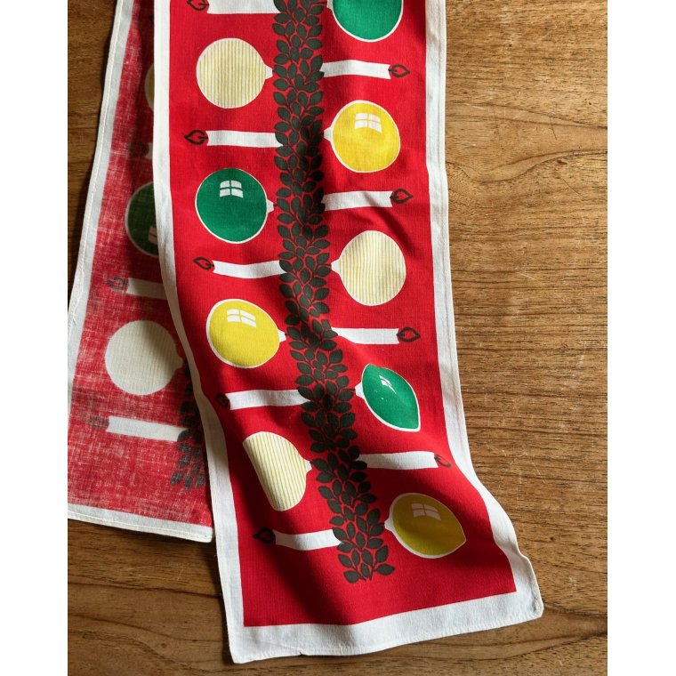 Retro bordlber m julekugler, 133 x 20 cm