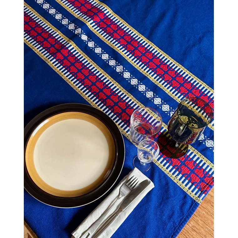 Bl juledug m vvning, 130 x 117 cm