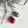 Silver and pink ornaments, set of 2