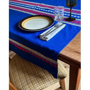 Blue tablecloth w weaving, 130 x 117 cm