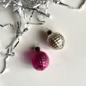 Silver and pink ornaments, set of 2