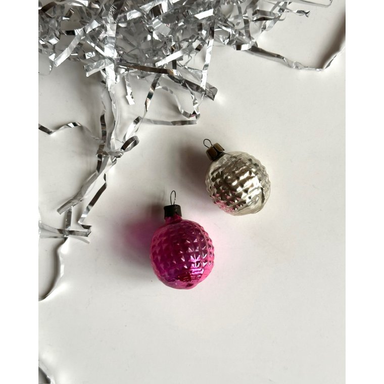 Silver and pink ornaments, set of 2