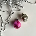 Silver and pink ornaments, set of 2