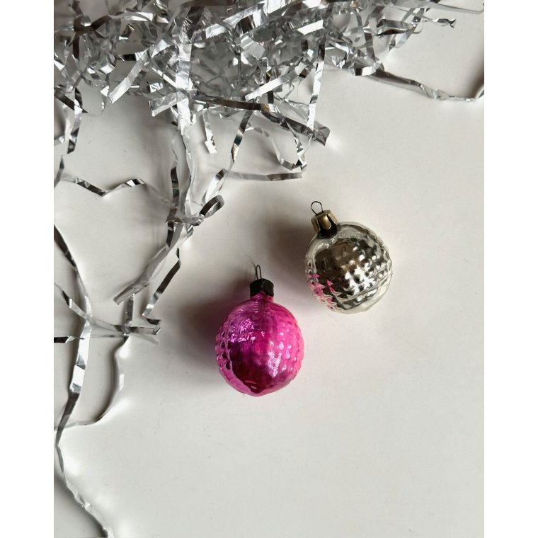Silver and pink ornaments, set of 2