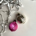 Silver and pink ornaments, set of 2