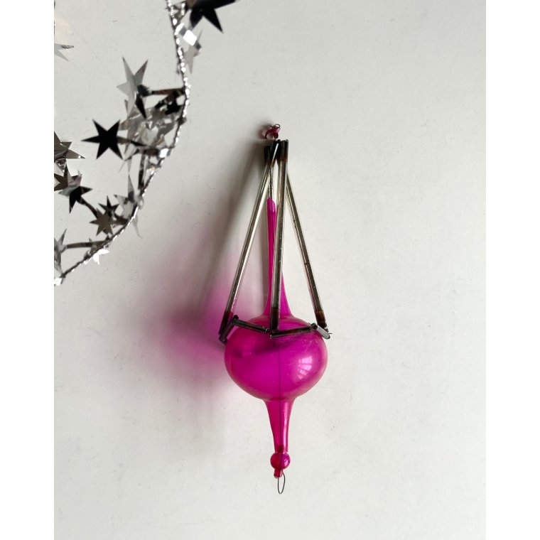 Vintage gablonz, stor m pink boble