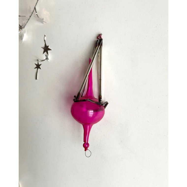 Vintage gablonz, stor m pink boble