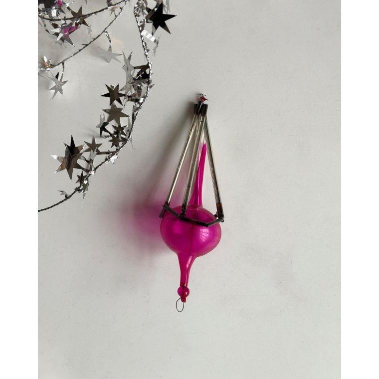 Vintage gablonz, stor m pink boble