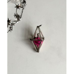 Vintage gablonz, pink w silver