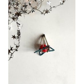 Vintage gablonz, blue and red