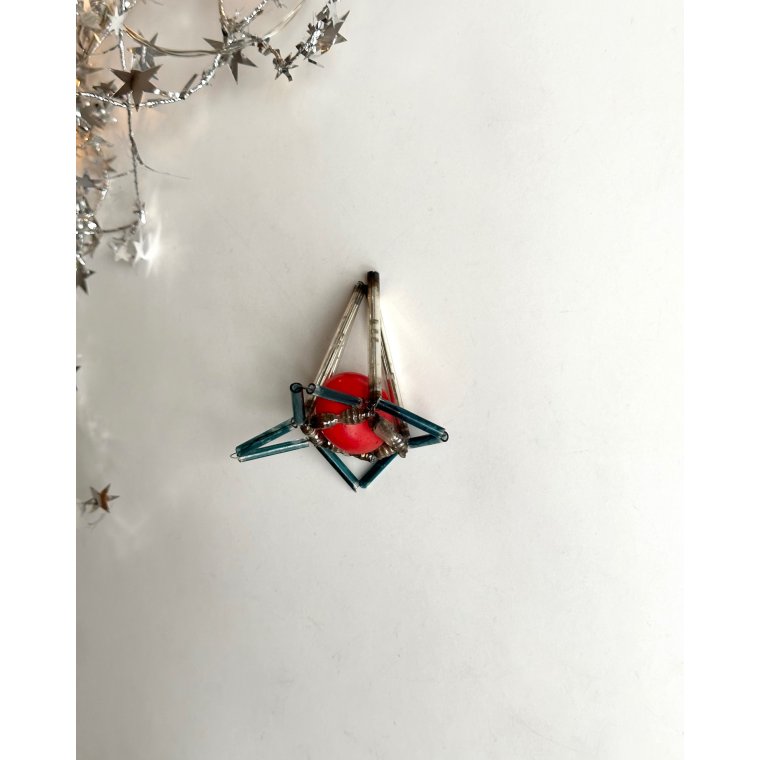 Vintage gablonz, bl og rd