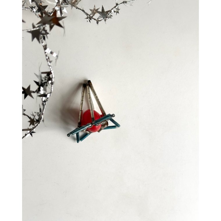 Vintage gablonz, bl og rd