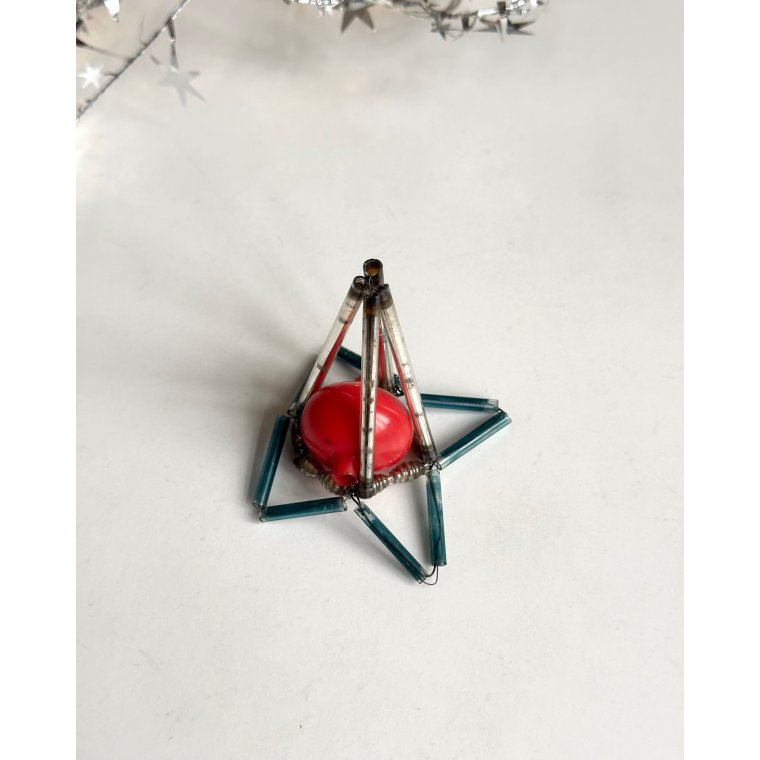 Vintage gablonz, bl og rd