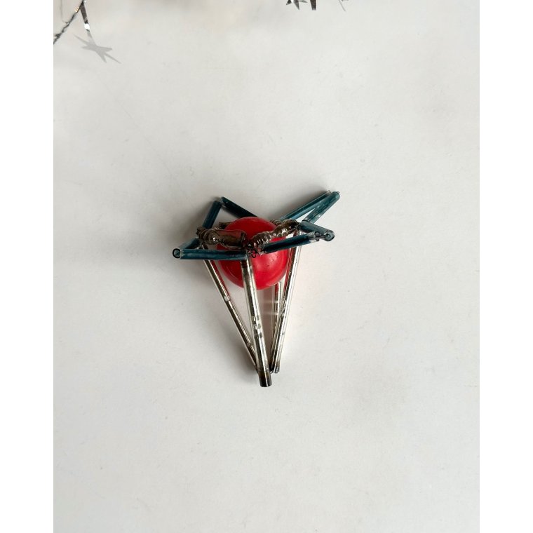 Vintage gablonz, bl og rd