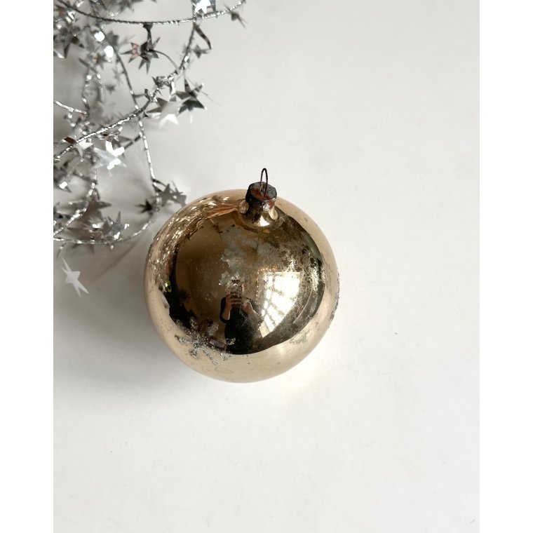 Vintage patineret julekugle m glimmer
