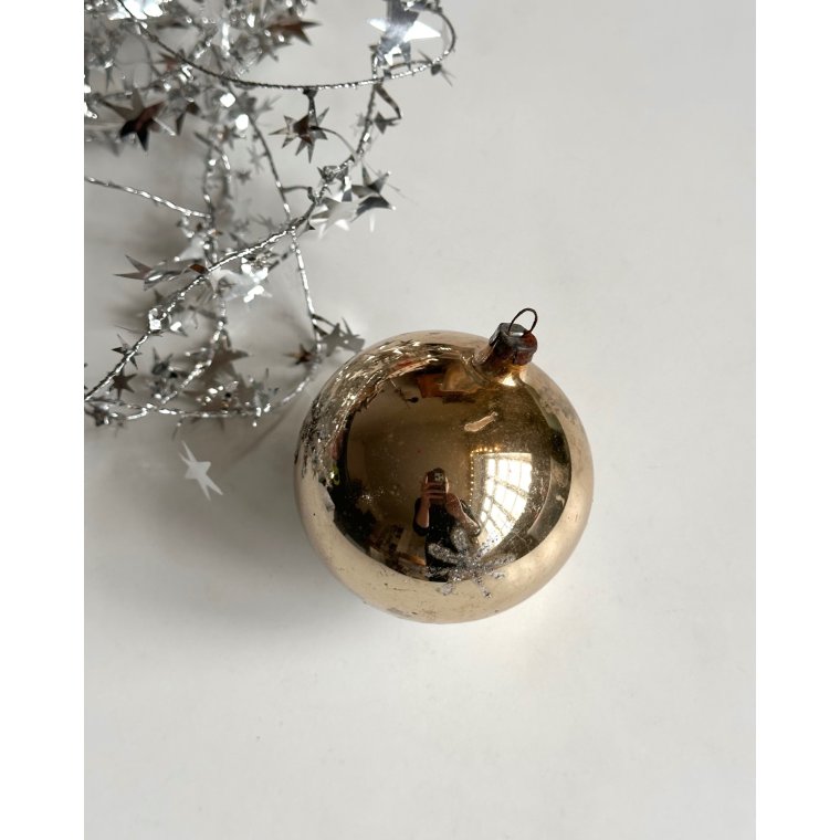 Vintage patineret julekugle m glimmer