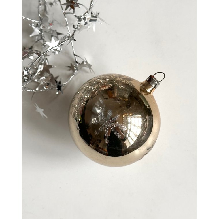 Vintage patineret julekugle m glimmer
