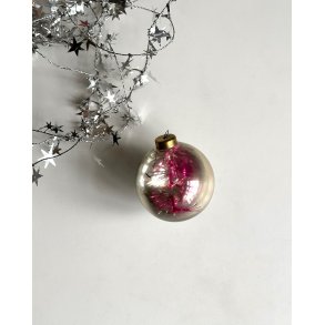 Big semi transparent ball w pink tinsel