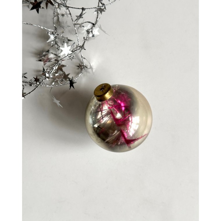 Big semi transparent ball w pink tinsel