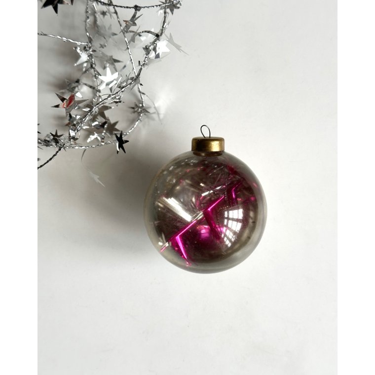 Big semi transparent ball w pink tinsel