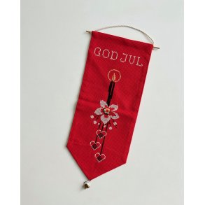 Embroidered bell pull, red
