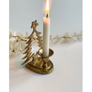 Brass candleholder w Christmas tree, thin candle