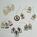 Ornaments, golden metal, set of 15