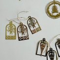 Ornaments, golden metal, set of 15