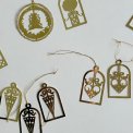 Ornaments, golden metal, set of 15