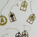 Ornaments, golden metal, set of 15