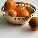 Brass bowl w perforated hearts trim