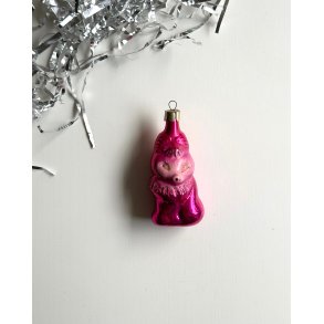 Vintage Christmas ornament, purple fox w glitter
