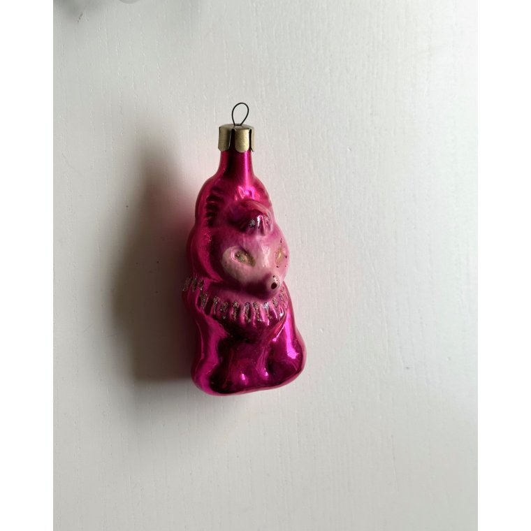 Vintage julekugle, lilla rv m glimmer