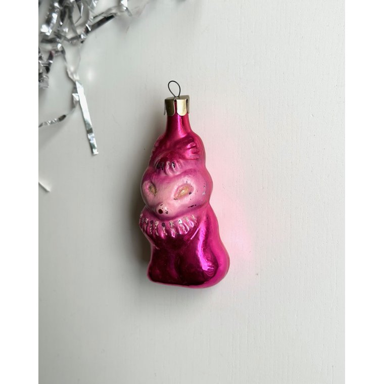 Vintage julekugle, lilla rv m glimmer