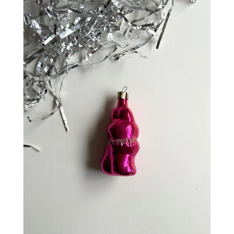 Vintage julekugle, lilla rv m glimmer