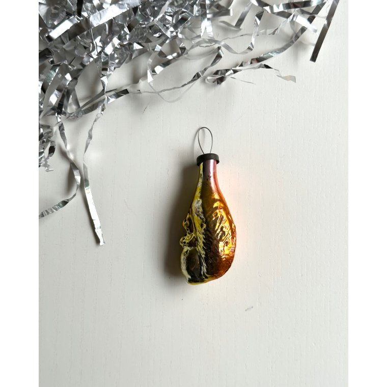 Vintage juleornament, gul/orange egern